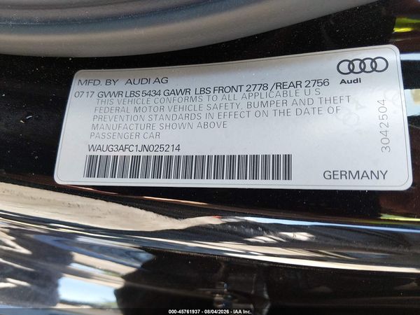 2018 AUDI A6 3.0T PREMIUM PLUS