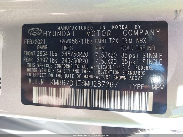 2021 HYUNDAI PALISADE CALLIGRAPHY — I9