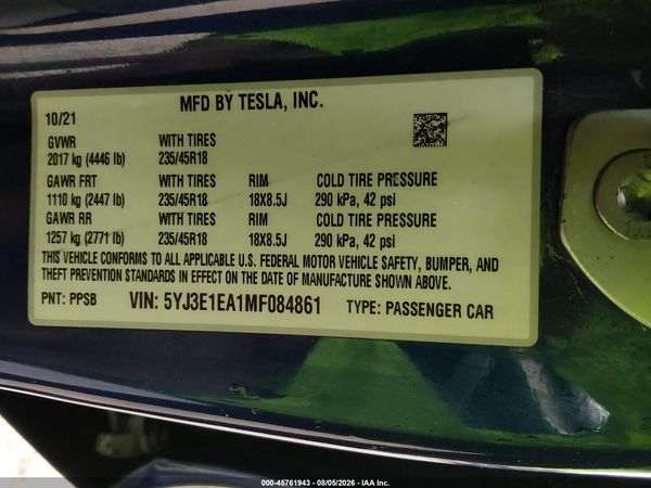 2021 TESLA MODEL 3