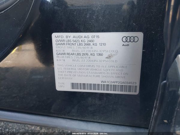 2016 AUDI Q5 2.0T PREMIUM