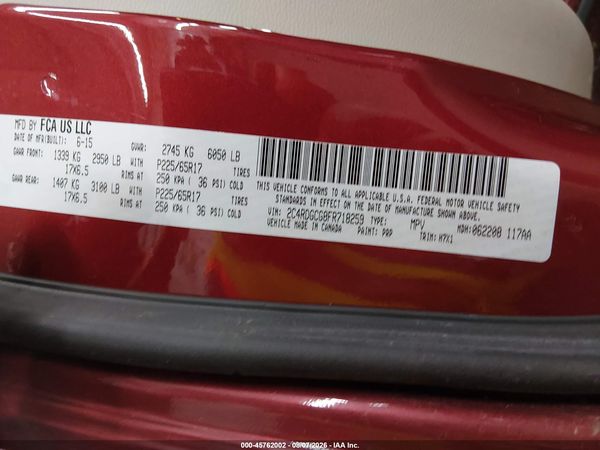 2015 DODGE GRAND CARAVAN SXT — I9