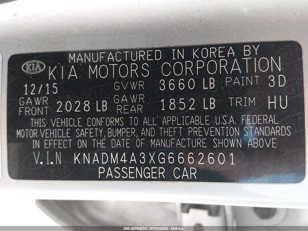 2016 KIA RIO LX