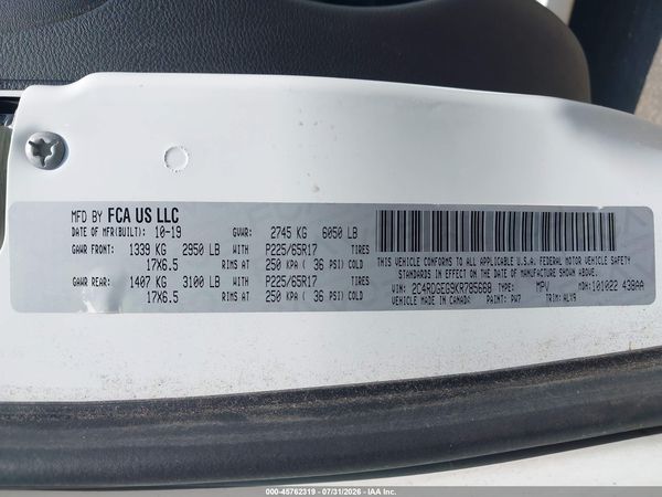 2019 DODGE GRAND CARAVAN GT