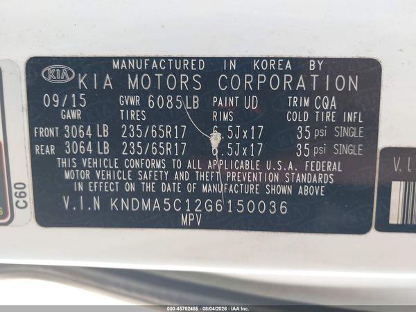 2016 KIA SEDONA L
