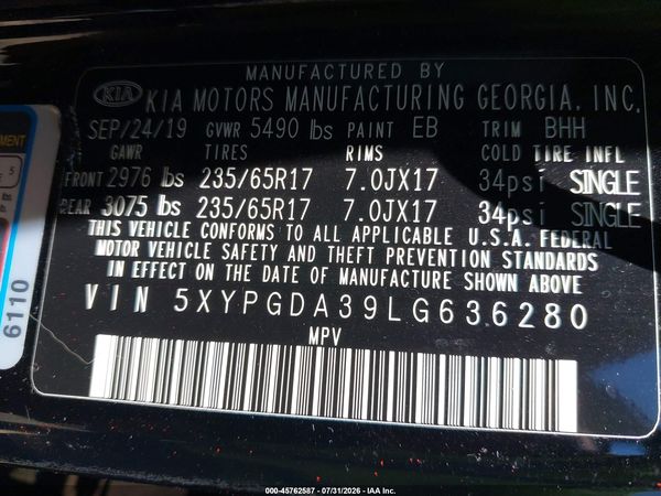 2020 KIA SORENTO 2.4L LX