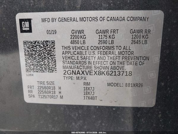 2019 CHEVROLET EQUINOX LT — I9