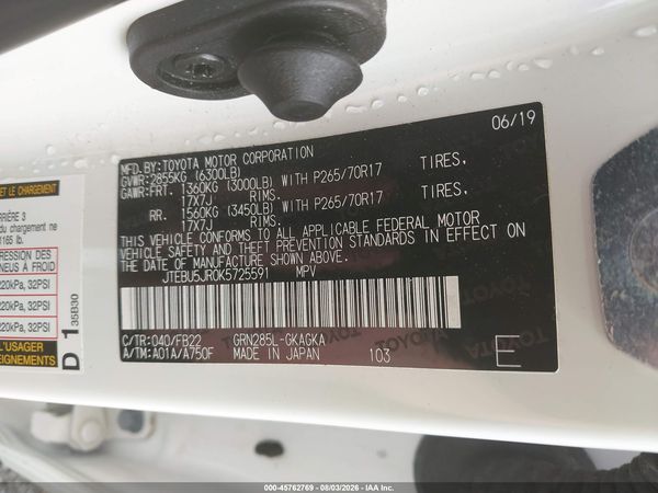 2019 TOYOTA 4RUNNER SR5