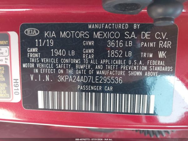 2020 KIA RIO S
