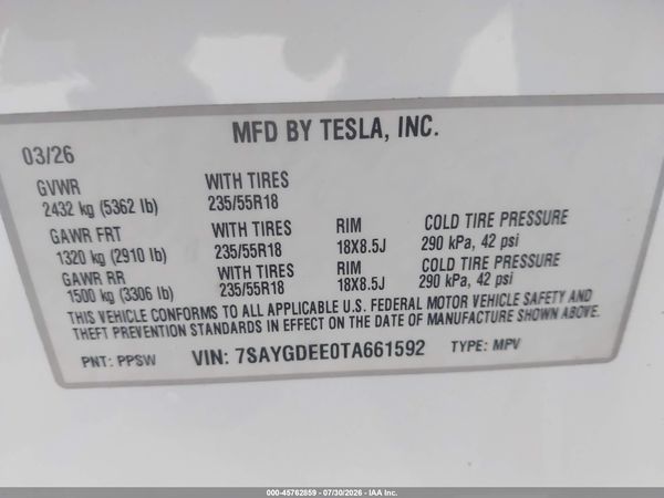 2026 TESLA MODEL Y