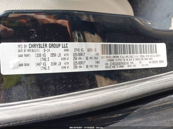 2014 DODGE GRAND CARAVAN SE — I9