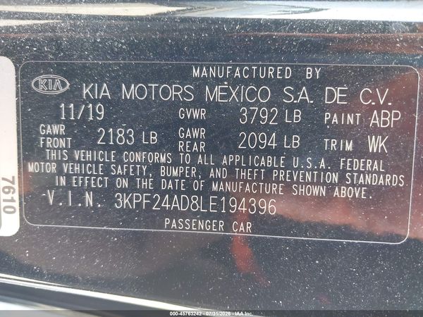 2020 KIA FORTE LXS