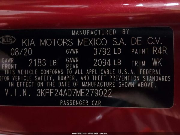 2021 KIA FORTE LXS