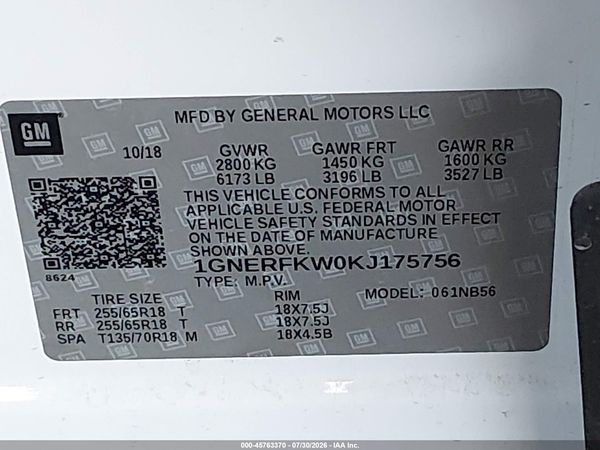 2019 CHEVROLET TRAVERSE LS — I9