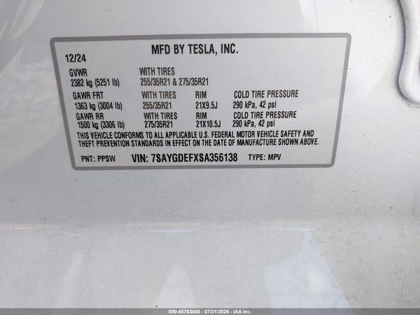 2025 TESLA MODEL Y — I9