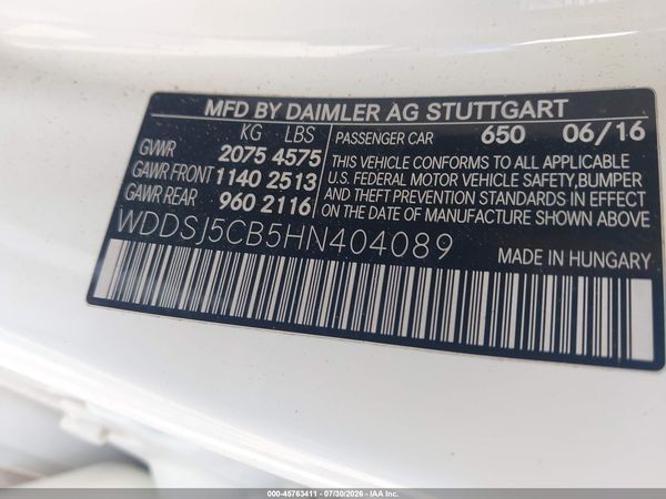 2017 MERCEDES-BENZ AMG CLA 45 4MATIC