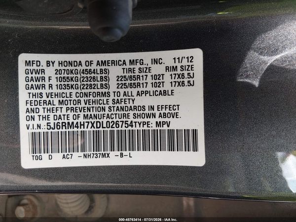 2013 HONDA CR-V EX-L
