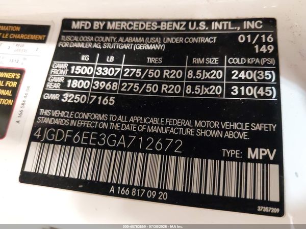 2016 MERCEDES-BENZ GL 450 4MATIC