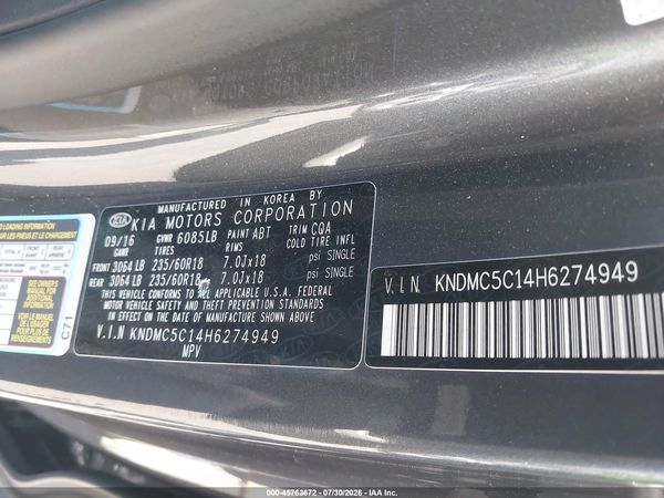 2017 KIA SEDONA EX