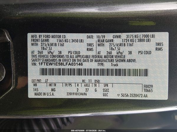2020 FORD F-150 XLT