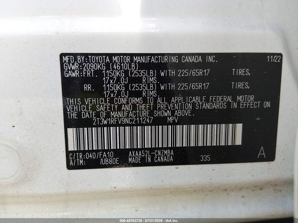 2022 TOYOTA RAV4 XLE