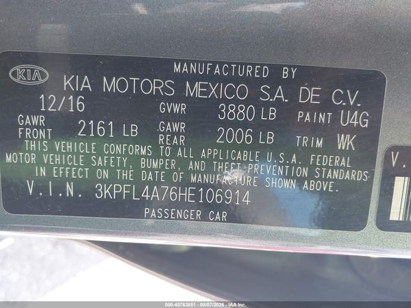 2017 KIA FORTE S