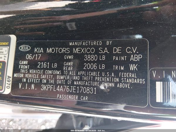 2018 KIA FORTE LX