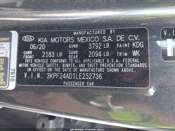 2020 KIA FORTE LXS