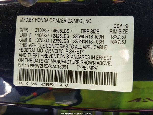 2019 HONDA CR-V EX