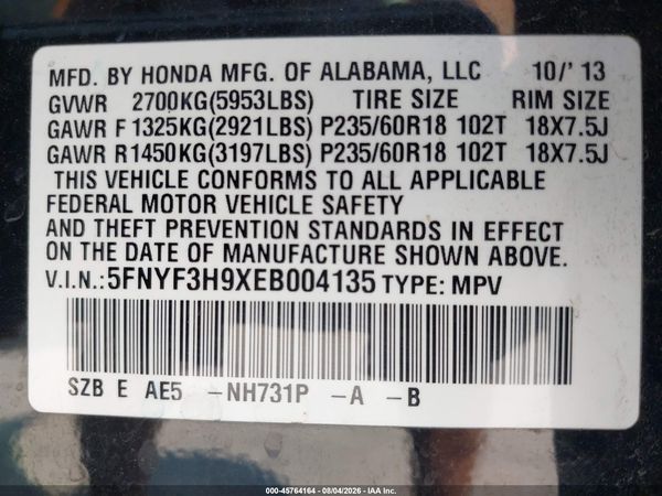 2014 HONDA PILOT TOURING