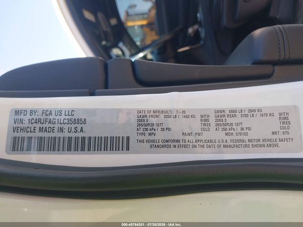 2020 JEEP GRAND CHEROKEE ALTITUDE 4X4
