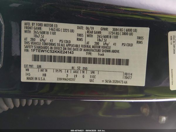 2019 FORD F-150 LARIAT