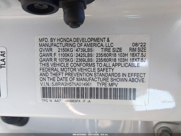 2022 HONDA CR-V AWD EX
