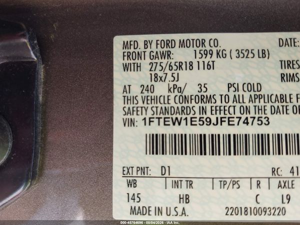 2018 FORD F-150 LARIAT