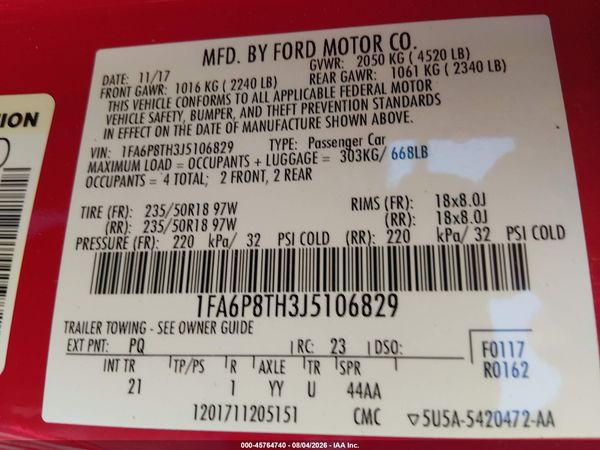 2018 FORD MUSTANG ECOBOOST