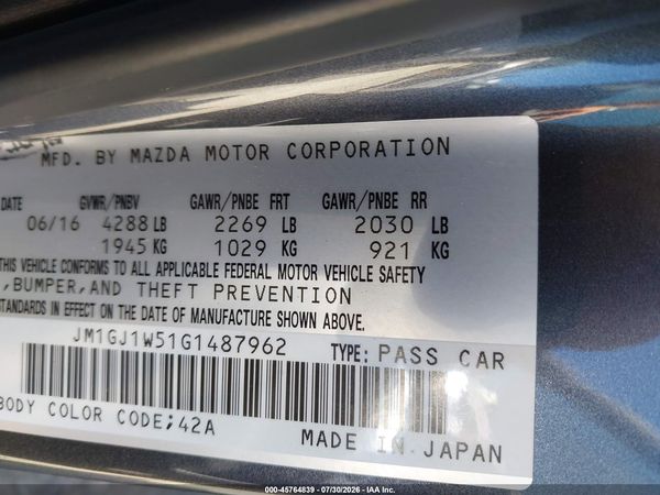 2016 MAZDA MAZDA6 I GRAND TOURING