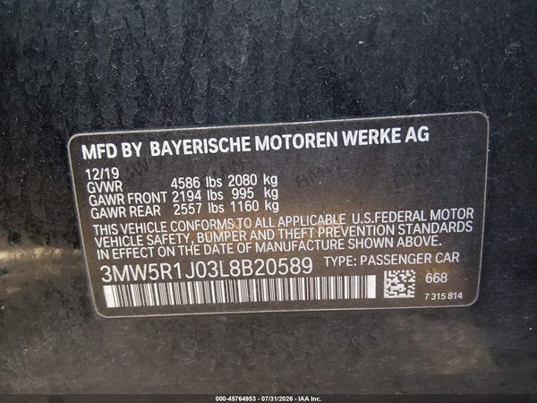 2020 BMW 330I NA