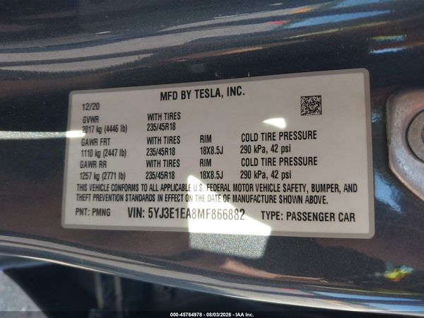 2021 TESLA MODEL 3