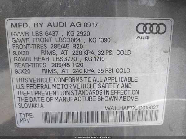 2018 AUDI Q7 2.0T PREMIUM