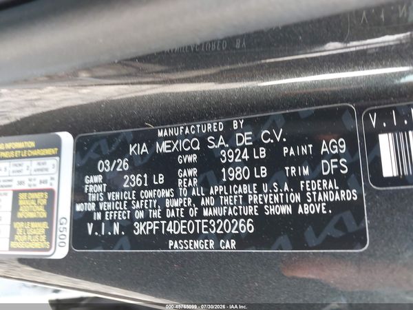 2026 KIA K4 LXS
