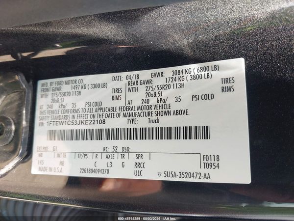 2018 FORD F-150 LARIAT