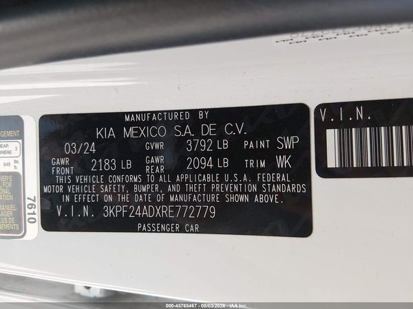 2024 KIA FORTE LXS