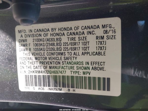 2016 HONDA CR-V EX-L