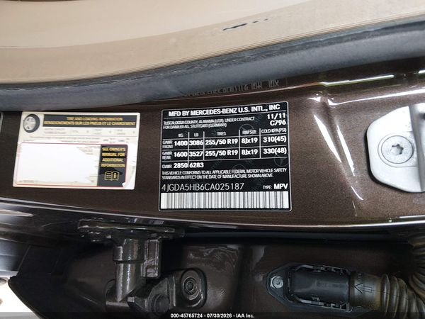 2012 MERCEDES-BENZ ML 350 4MATIC