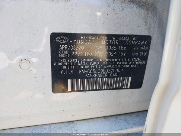 2020 HYUNDAI IONIQ HYBRID BLUE