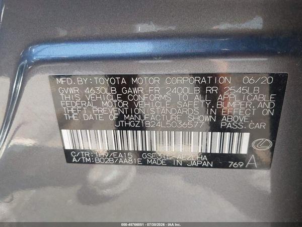 2020 LEXUS IS 350 350 F SPort