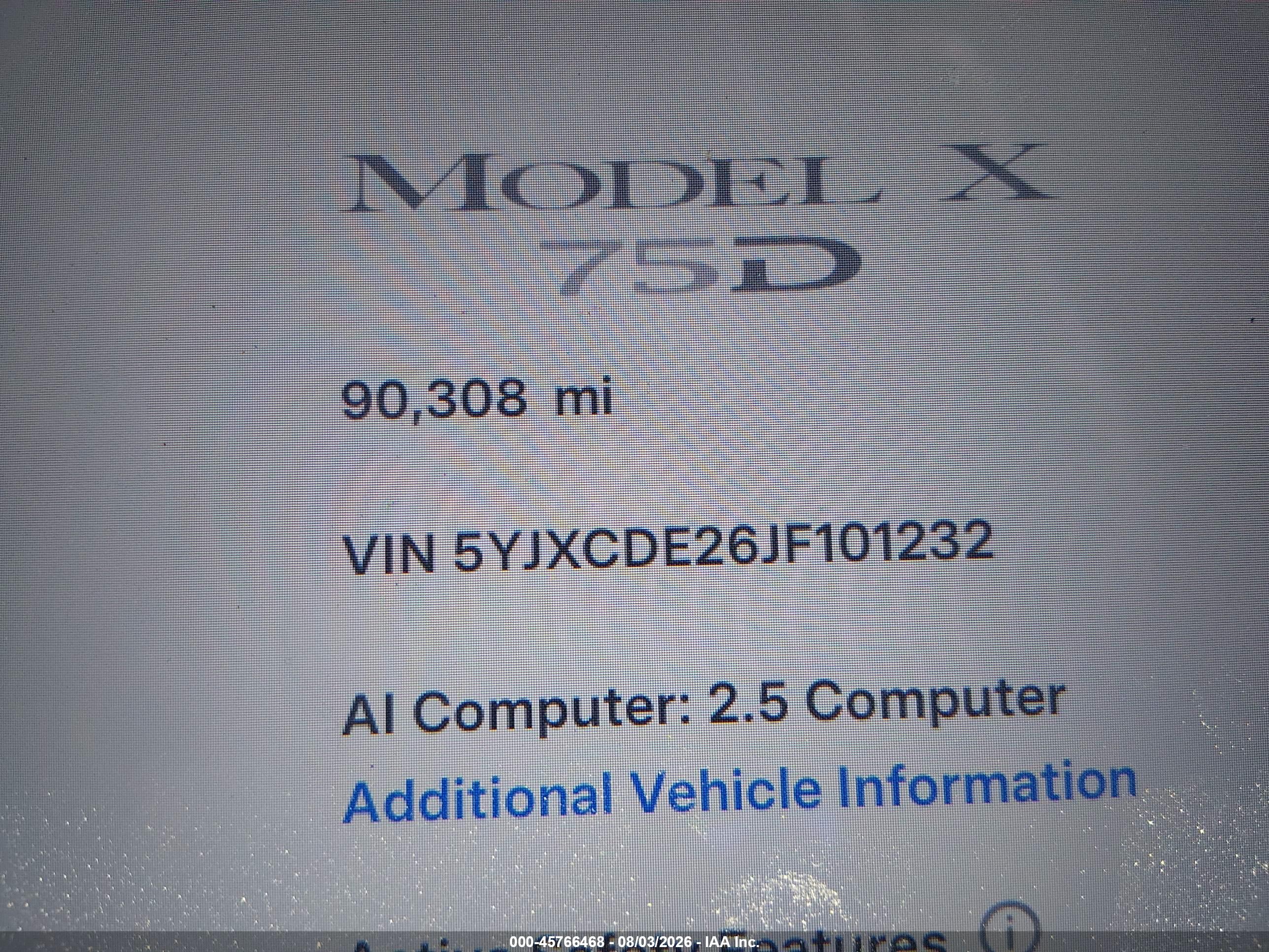 2018 TESLA MODEL X 100D/75D/P100D