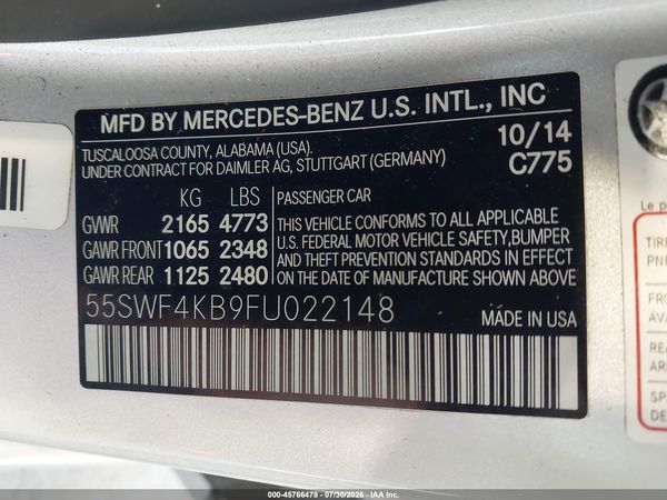 2015 MERCEDES-BENZ C 300 4MATIC