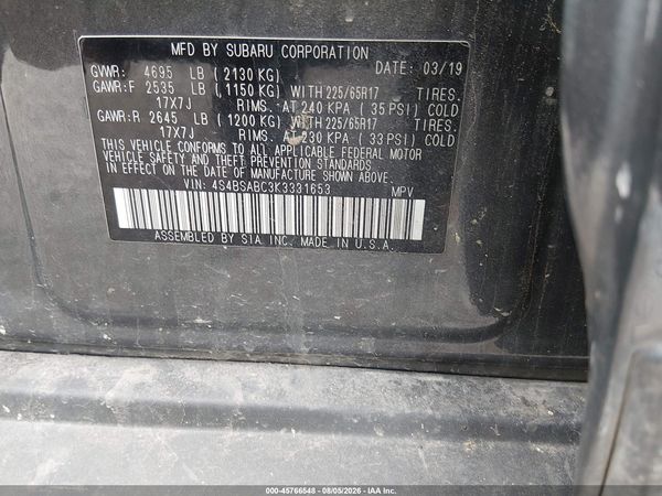 2019 SUBARU OUTBACK 2.5I
