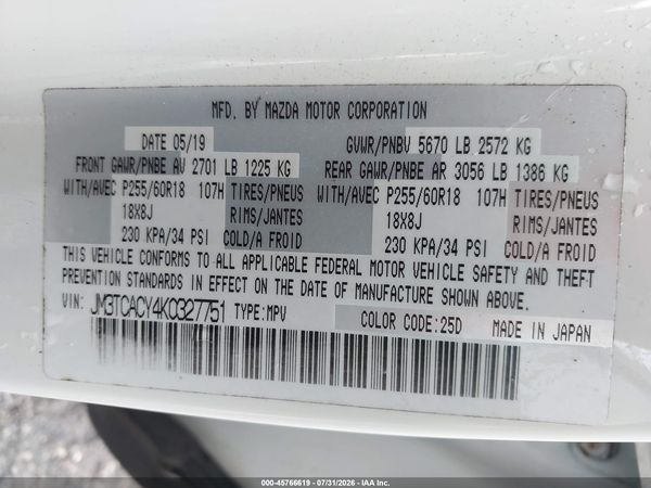 2019 MAZDA CX-9 TOURING