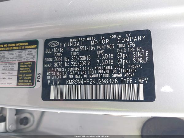 2019 HYUNDAI SANTA FE XL SE